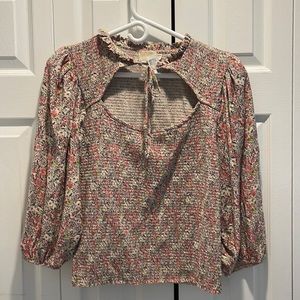 Nation Abrielle top smocked floral size large